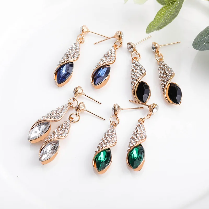 

Fashion full crystal drop earrings Ocean heart earrings