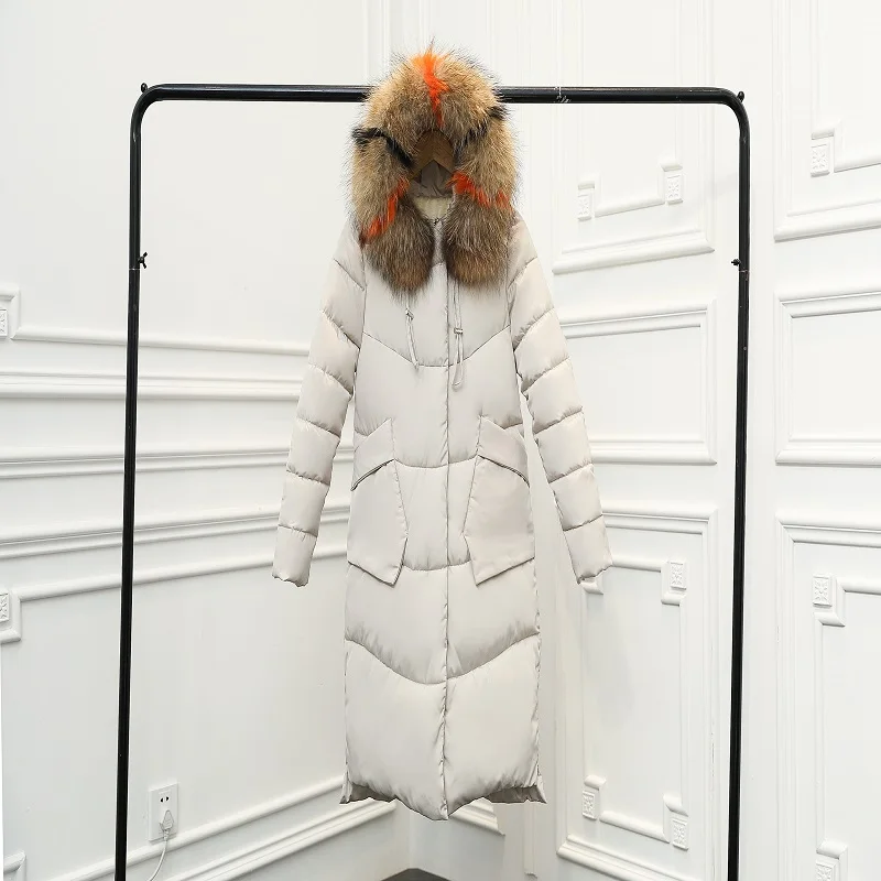Nouveau Col Grand Manteau white Casaco armygreen Mujer De red Femmes Black Mode Wome gray Fourrure Blue Et 2018 dark Mince Veste Abrigos Long D'hiver Feminino caramel Colour Invierno Épais Plus Coréen wqvPStXH