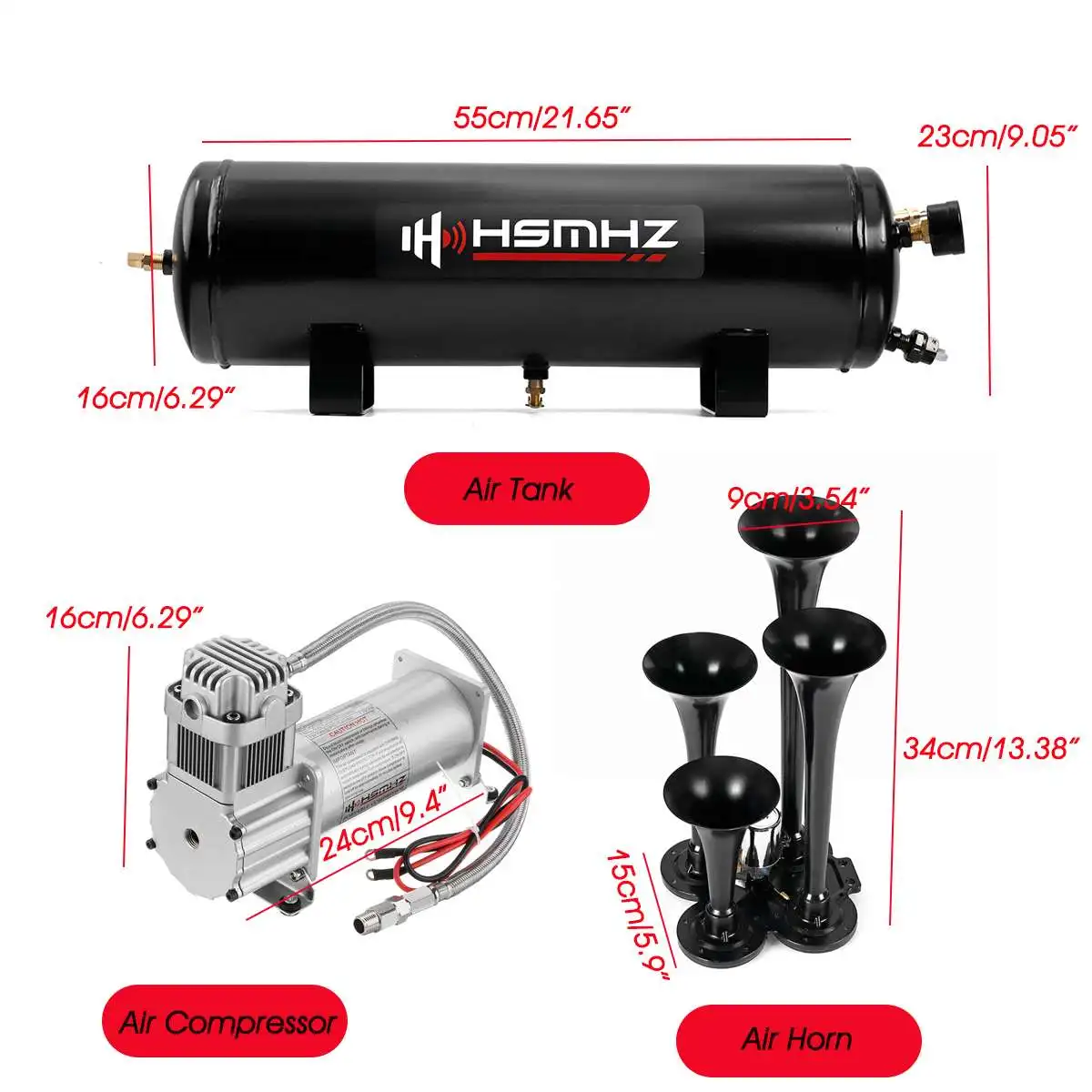 Автомобильный клаксон грузовика комплект компрессора танка 3 галл. 12л 200PSI воздушный компрессор бак 150 дБ 4 трубы звуковой сигнал 12 В