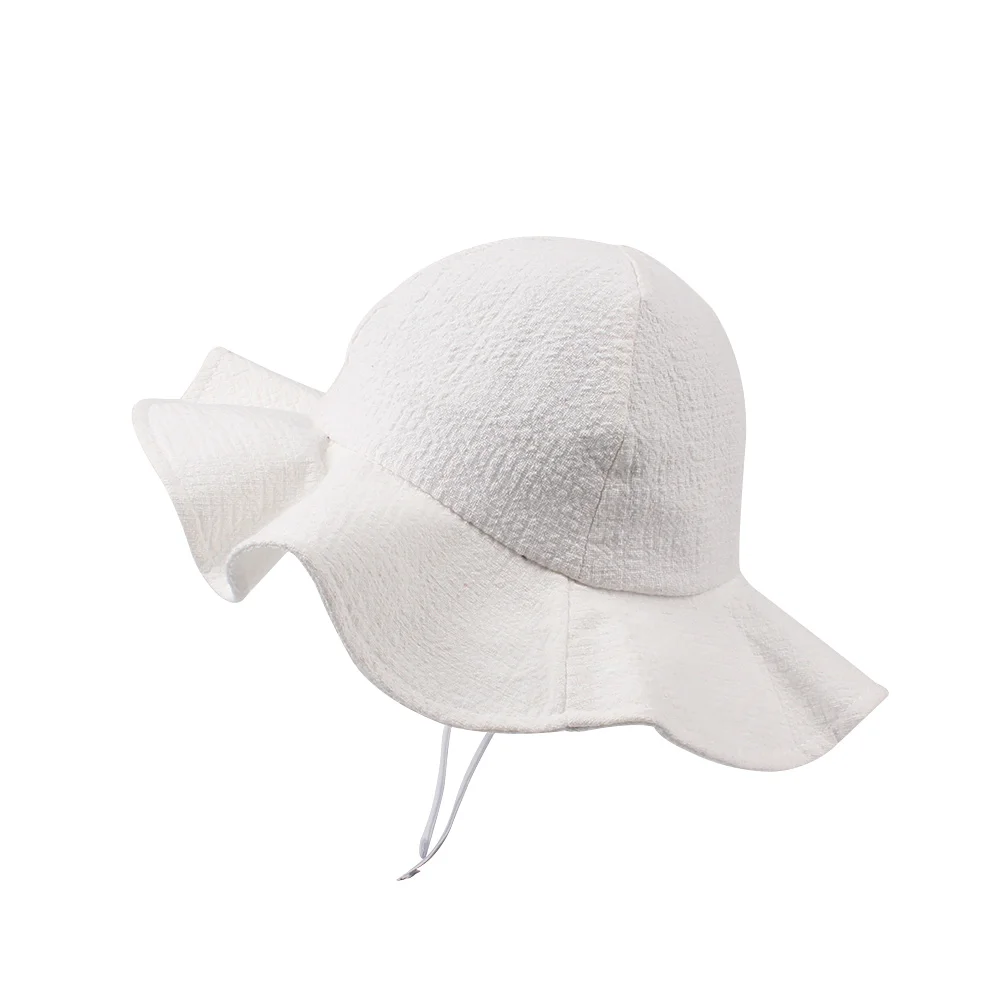 Fashion Panama Baby Girls Hat Cotton Sun Hat For Girls Lace-Up Wild Brim Beach Cap Bucket Hat Spring Summer Baby Girls Clothing (4)