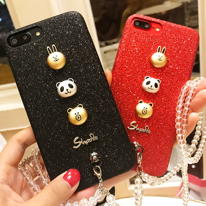 Aoweziic DIY 7plus mobile phone shell lanyard female For iphone8 X XS Euramerican brand atmosphere 6S diamond extravagant