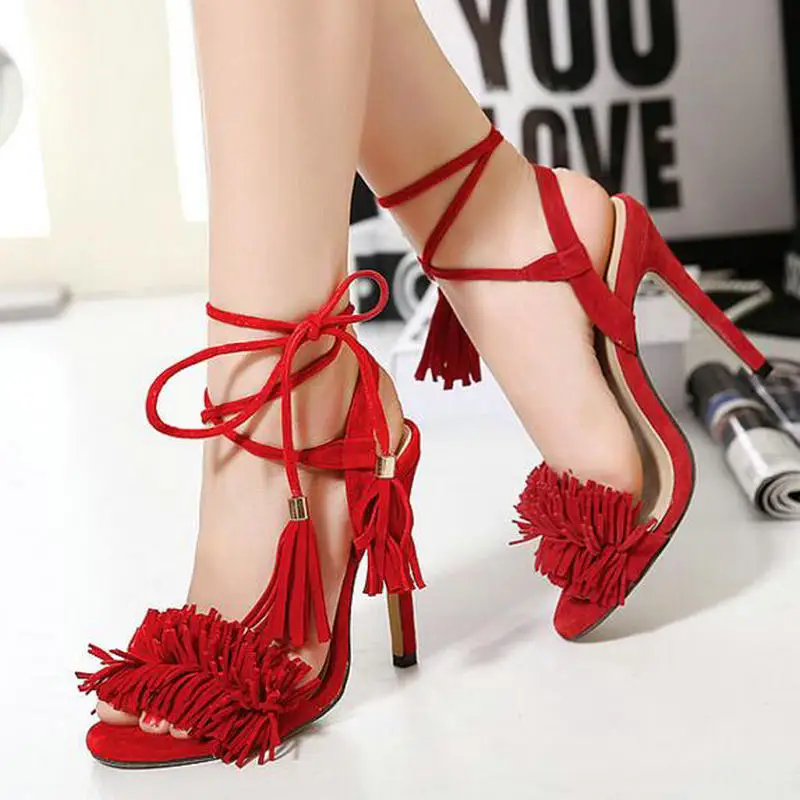 DIJIGIRLS Tassel Sandals Spain Summer Style Ladies Sexy Stiletto pumps