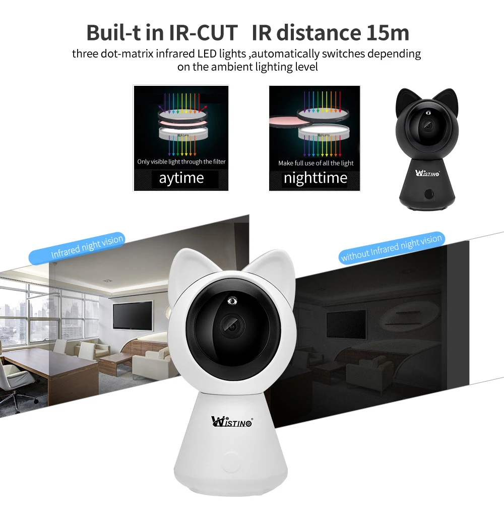 Wistino CCTV Wireless HD 1080P IP Camera PTZ Video Baby Monitor Wifi Smart Home Camera Surveillance Security IP Camera Night Vision  (7) - 
