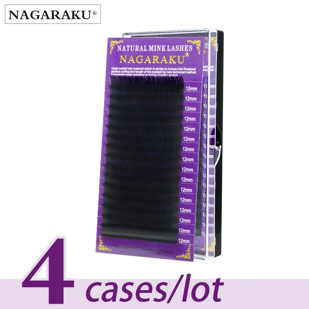 

NAGARAKU 4 trays All size High quality mink eyelash extension single size false eyelash soft and natural Matte lashes