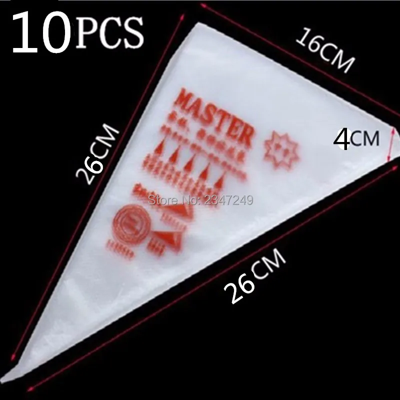 

New 10Pcs/Pack Small Size Disposable Piping Bag Icing Fondant Cake Cream Decorating Pastry Tip Tool