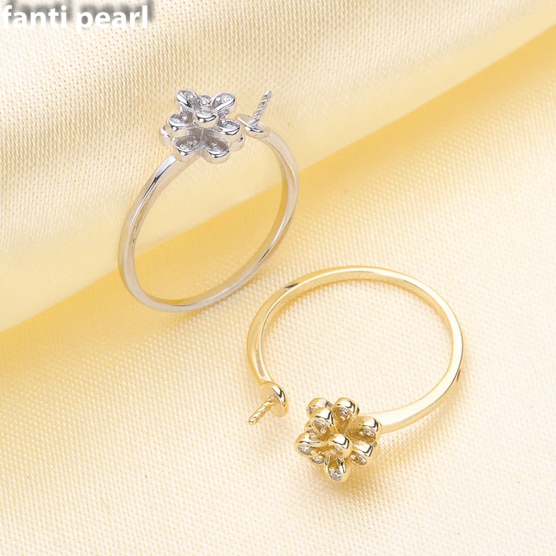 

DIY Pearl Ring 925 silver Accessories Natural tahitian Pearl rings s925 Sterling Silver ring 10 -12mm