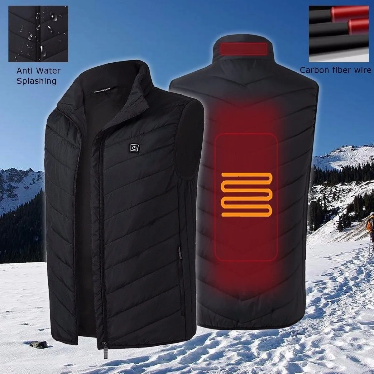 Outdoor Sports Fishing Skiing Electric Heated Vest USB Tactical