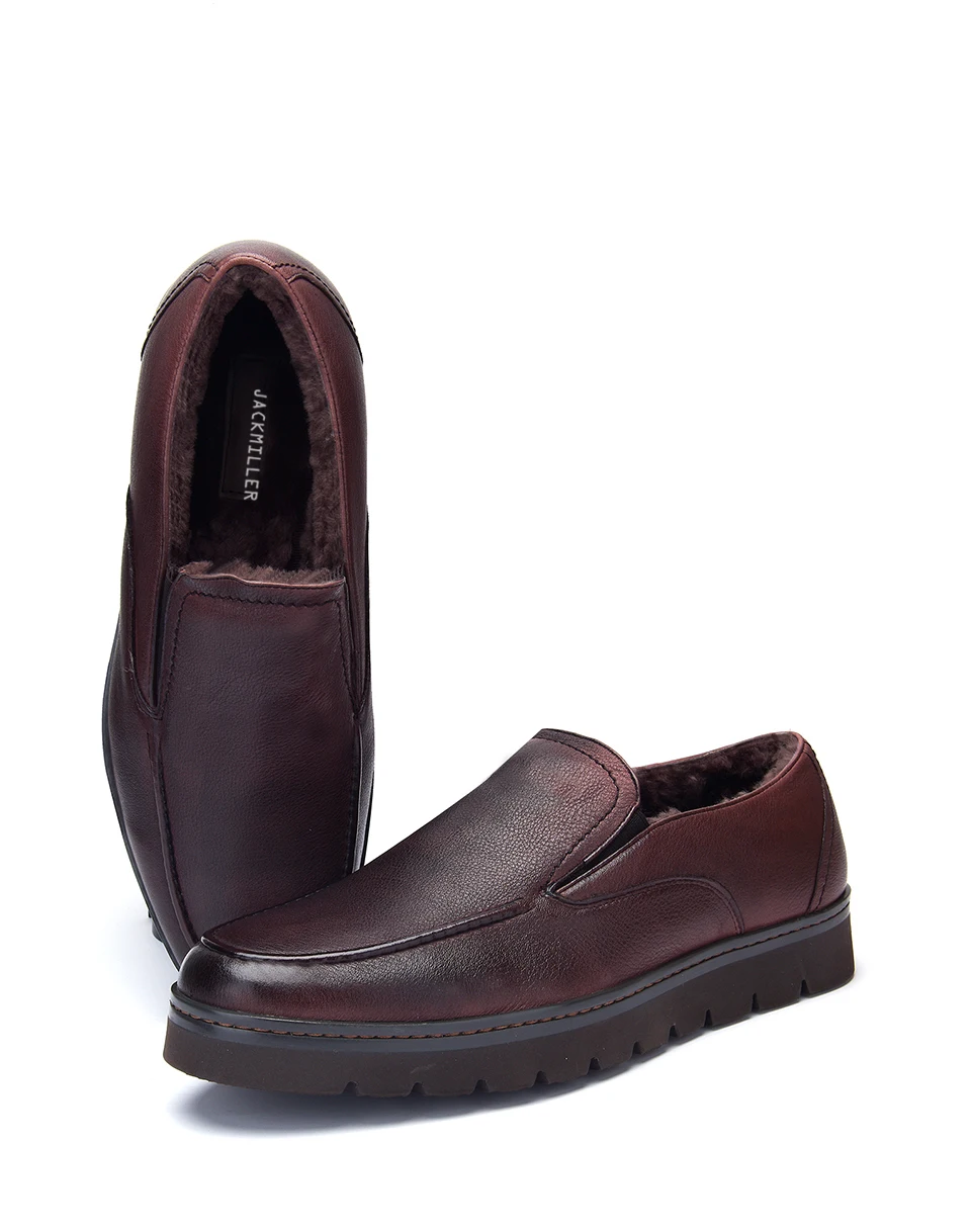 Jackmiller/Лидирующий бренд; Зимняя мужская обувь из коровьей кожи с шерстяной подкладкой; Теплая Повседневная обувь для мужчин; коричневый цвет; большие размеры; натуральная кожа