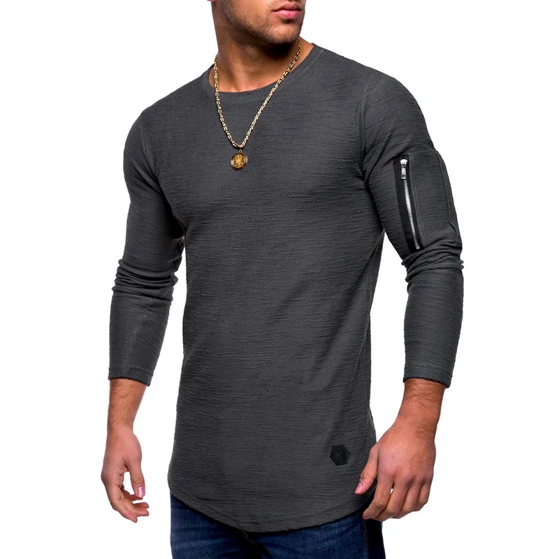 2018 Мужская футболка для бега с длинным рукавом Camiseta Спортивная одежда на молнии