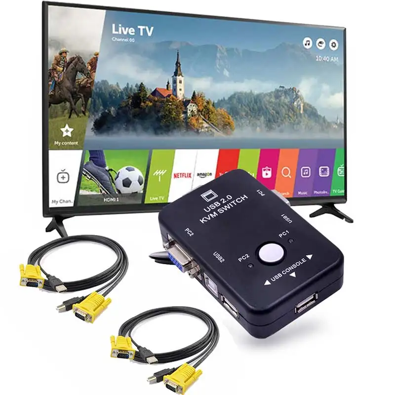  Ingelon KVM Switch vga Cable High Quality USB 2.0 vga splitter Box for USB Key keyboard mouse monit
