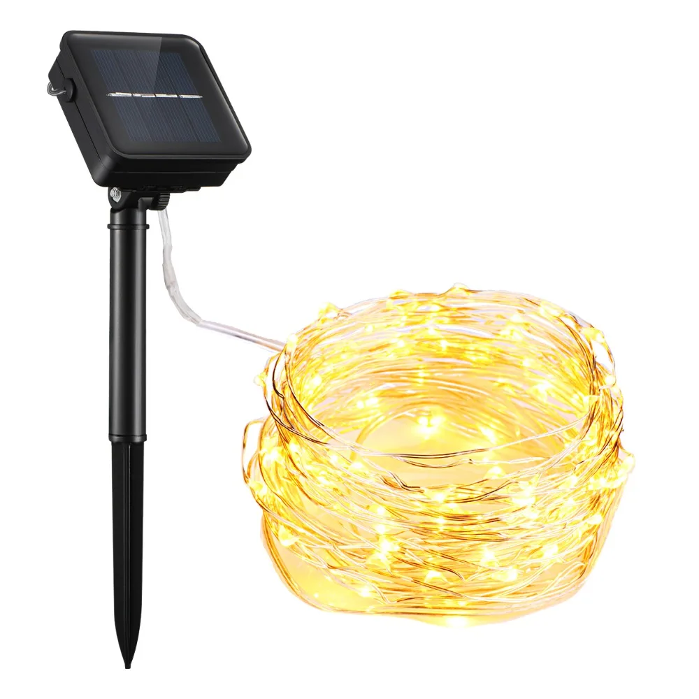 

100 LED Solar String Light Outdoor 8 Modes 33ft Auto On and Off Warm White Waterproof Lichterkette Guirlande Lumineuse Exterieur