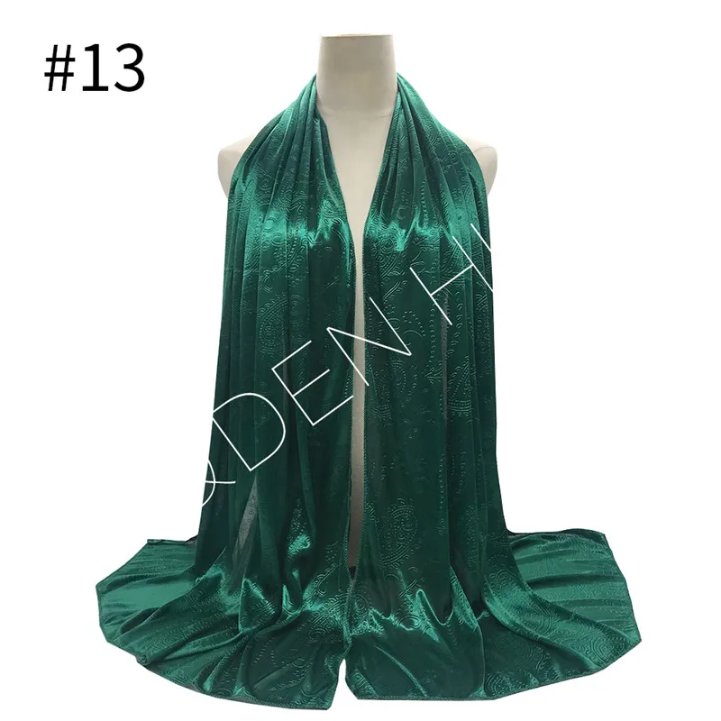 Высококачественный Шелковый Хиджаб шарф Простой макси женский мусульманский головной платок Модный Дизайн Пейсли шарфы и шали скромные хиджабы - Цвет: 13
