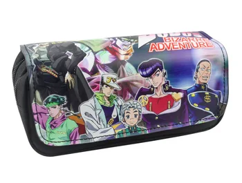 

2019 New JoJo Bizarre Adventure Pen Bag Students Pen Pencil Case High-capacity Double Zipper Anime Leather Cosmetic Bags