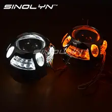 Sinolyn Q5 Металл 3.0 дюймов D2S D2H Bi Xenon HID объектив проектора лампы LED DRL Ангельские глазки Halo w/wo поворотов H4 стайлинга автомобилей