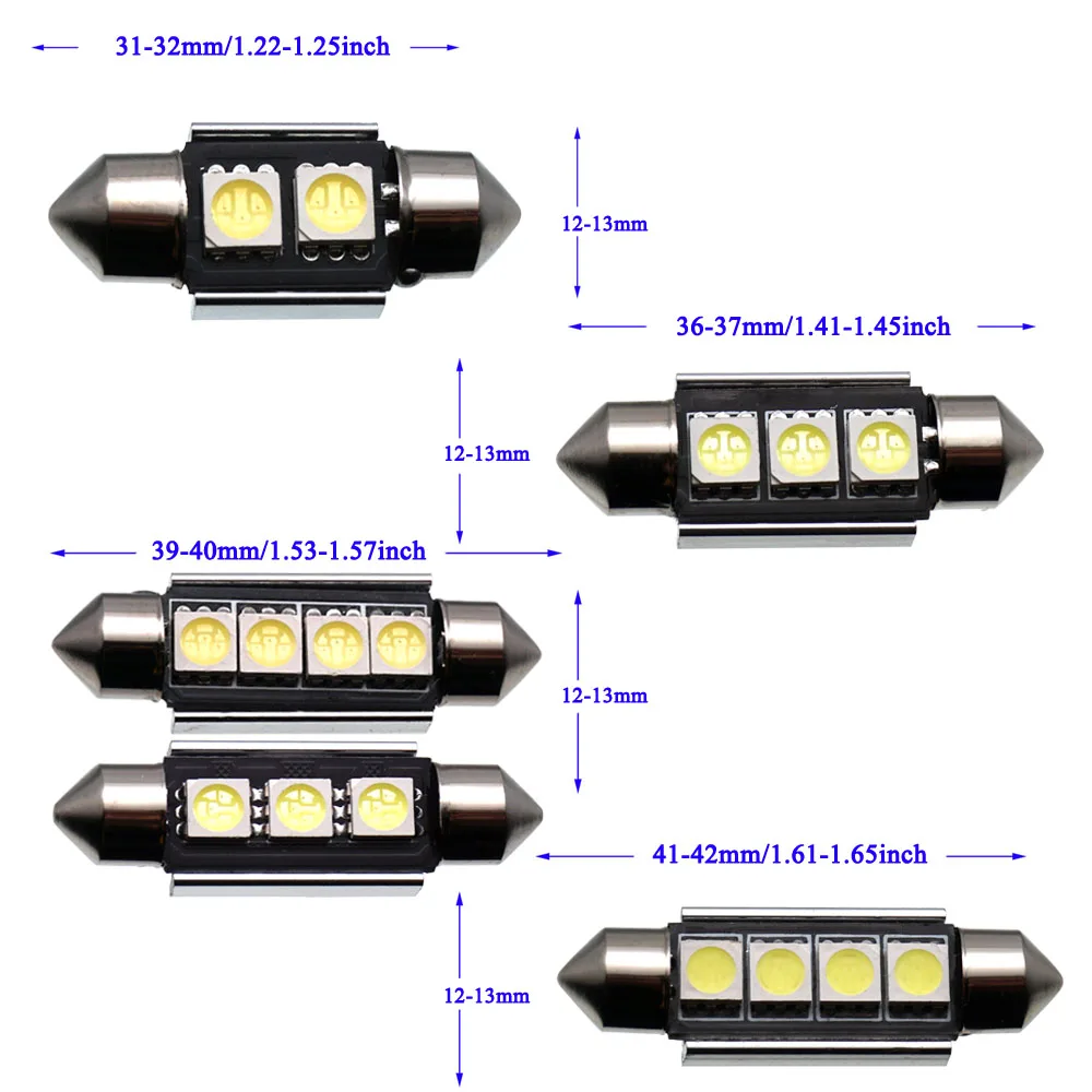 C5W W5W BA9S Автомобильный светодиодный светильник 31 мм 36 мм 39 мм 41 мм C10W автомобильный интерьерный светильник CANBUS без ошибок фестон купол лампа для чтения