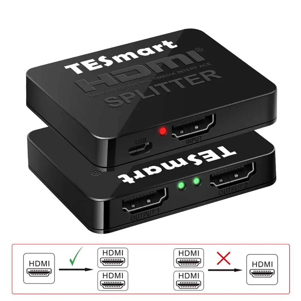 

NewBEP 1x2 HDMI Splitter 4Kx2K@30Hz 1 Input 2 Output HDMI Amplifier Switcher Box Hub Support 3D 2160P for DVD Player TV BOX