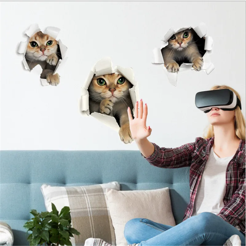 3d яркие наклейки в виде животных для ванной комнаты туалета гостиной