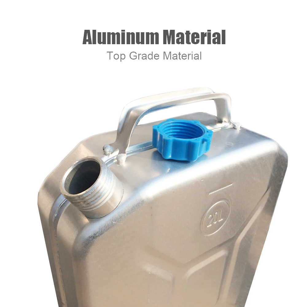 TopAuto 20L Oil Thick Aluminum Fuel Tank Gasoline Diesel Can Water Tank Storage Cell Auto Motorcycle Truck Car Accessories