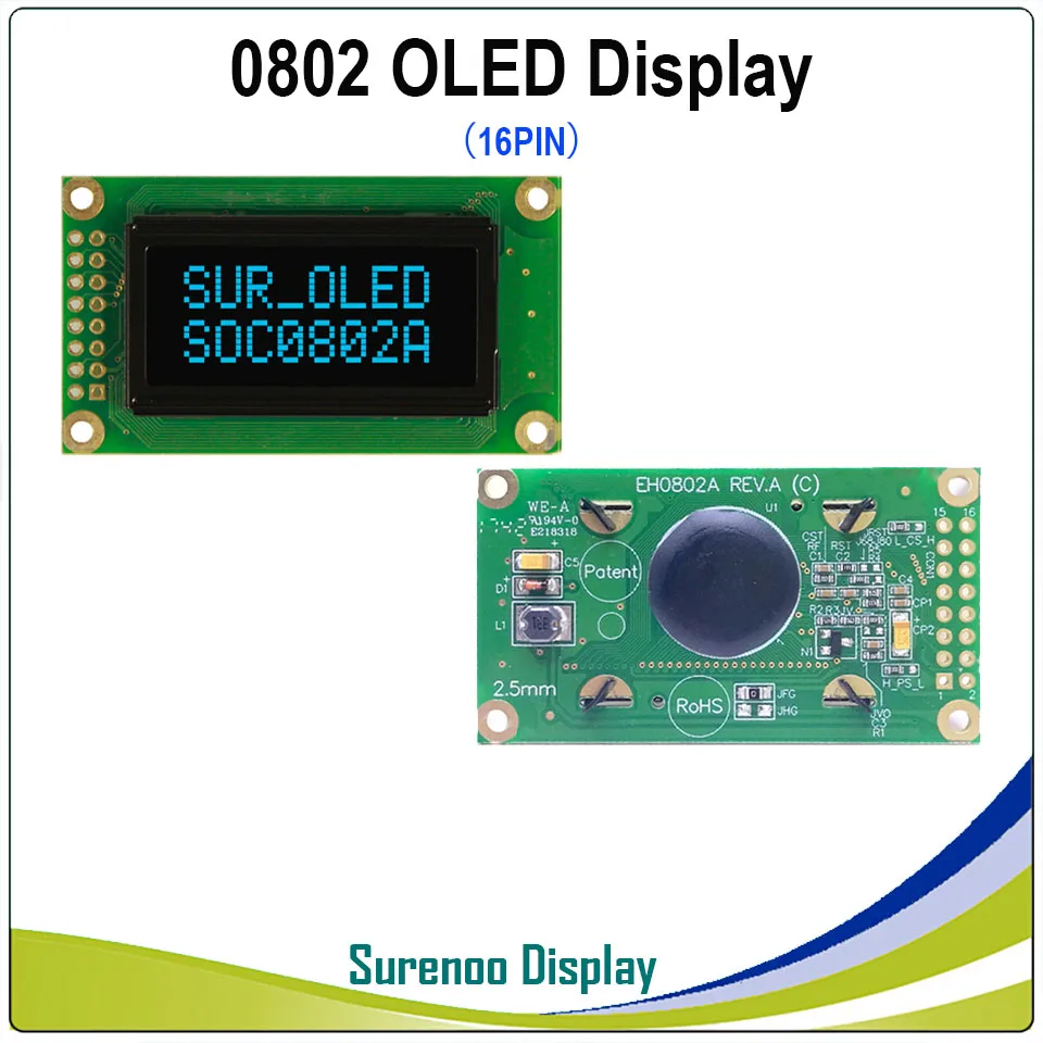 Оригинальный OLED дисплей 0802 параллельный совместимый 802 8*2 символ ЖК модуль LCM