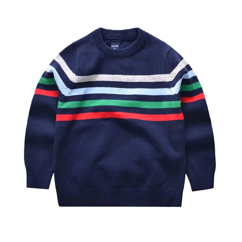 Casual Boys Sweater Crochet Warm Autumn Sweater Striped Kids Pullover Knitted Crew-Neck Children Sweater Coat Boys Clothing (6)