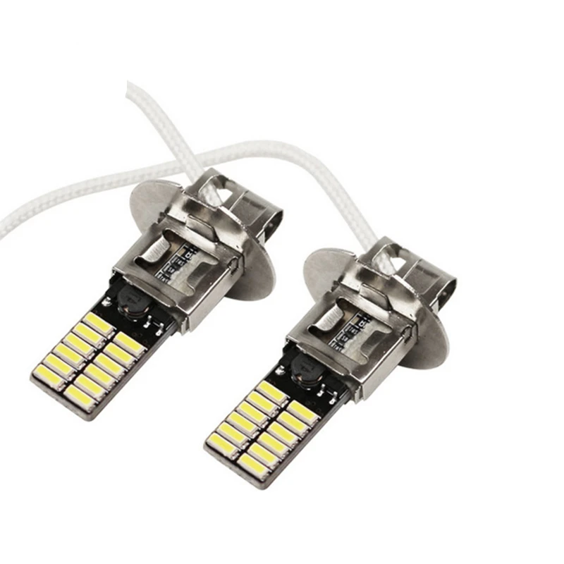 

1Pcs High Quality Aluminum H3 24LED 4014SMD Fog light LED Highlight Auto Bulb Tail Turn Driving Light High Beam White/ice blu