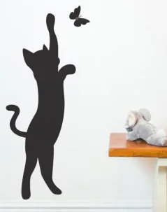 Funny Little Cat Play with Butterfly Wall Sticker DIY Art Vinyls Decals Window Door fridge kids Bedroom Home Decor Wallpaper