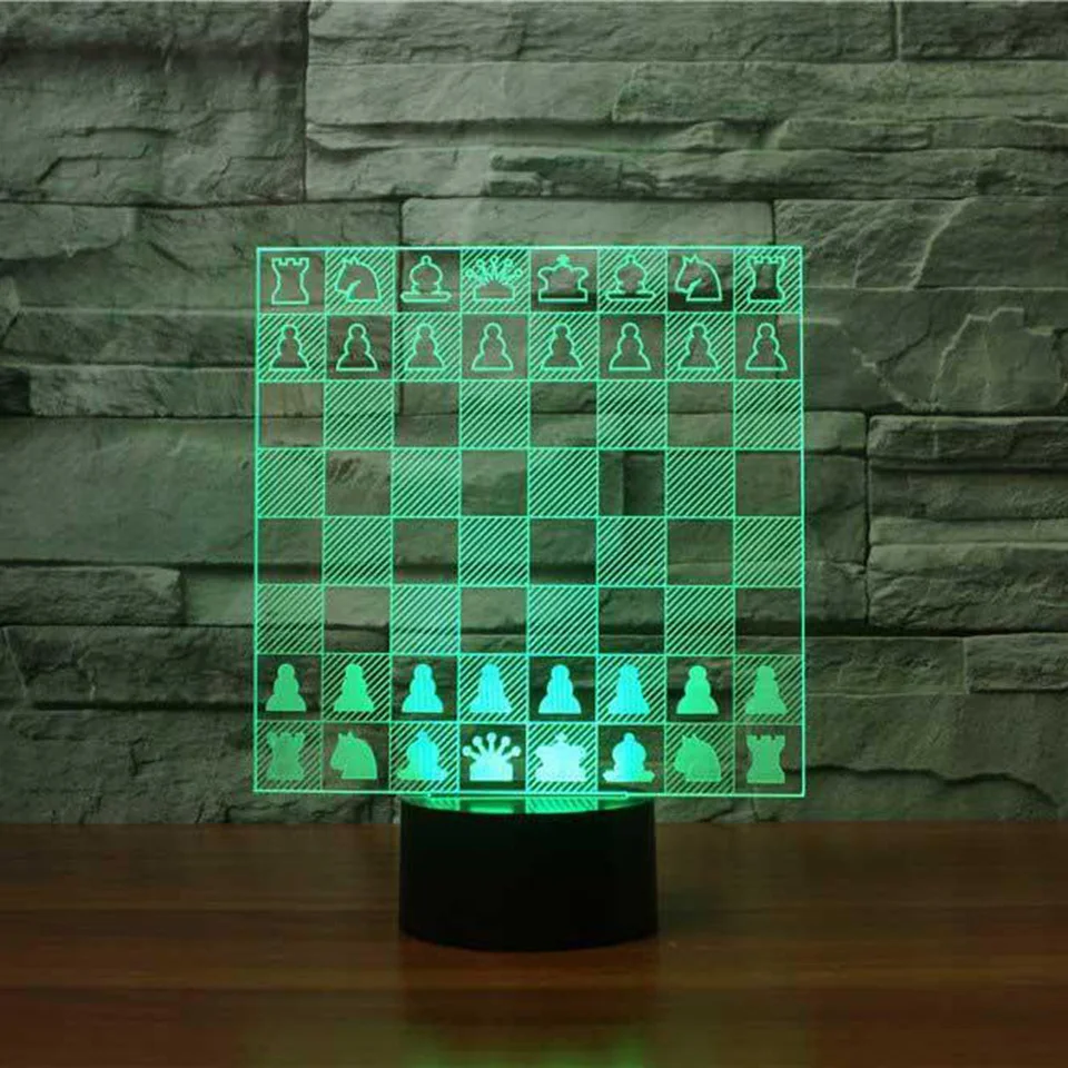 

Home Decor 3D Led Light Fixtures Creative Visual 7 Colorful Chess Modelling Atmosphere Desk Lamp Usb Baby Sleep Night Light Gift