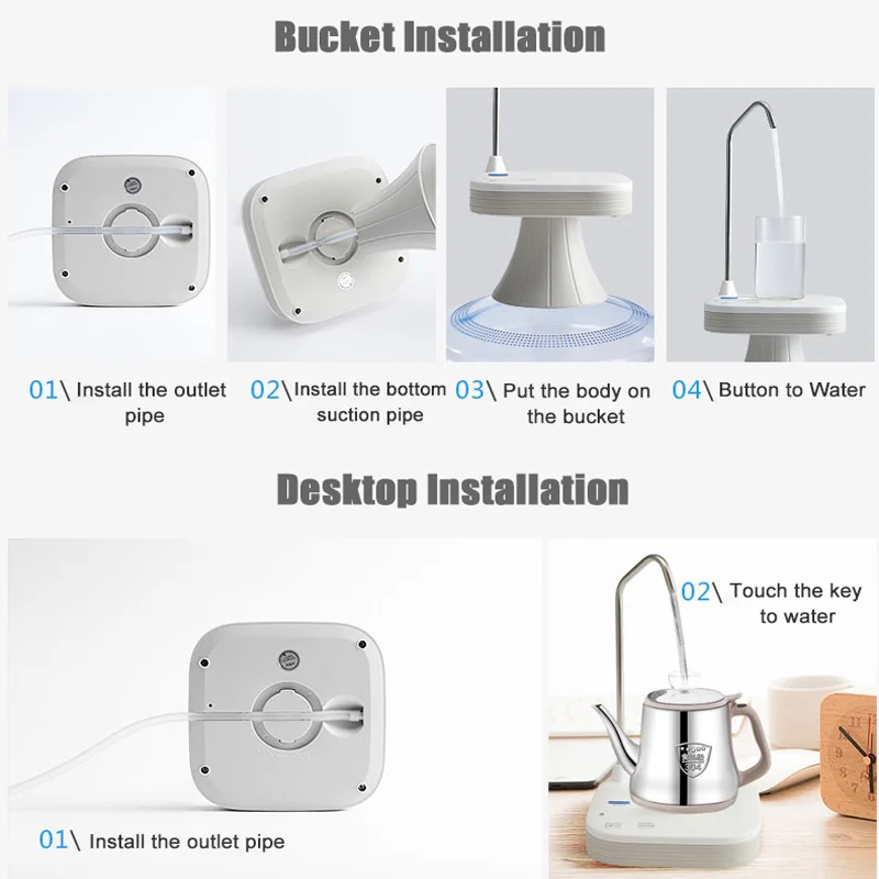 Office Electric Water Dispenser Rechargeable Bottled Water Pumping Household Pure Bucket Water Pressure Wireless Water Hydrant