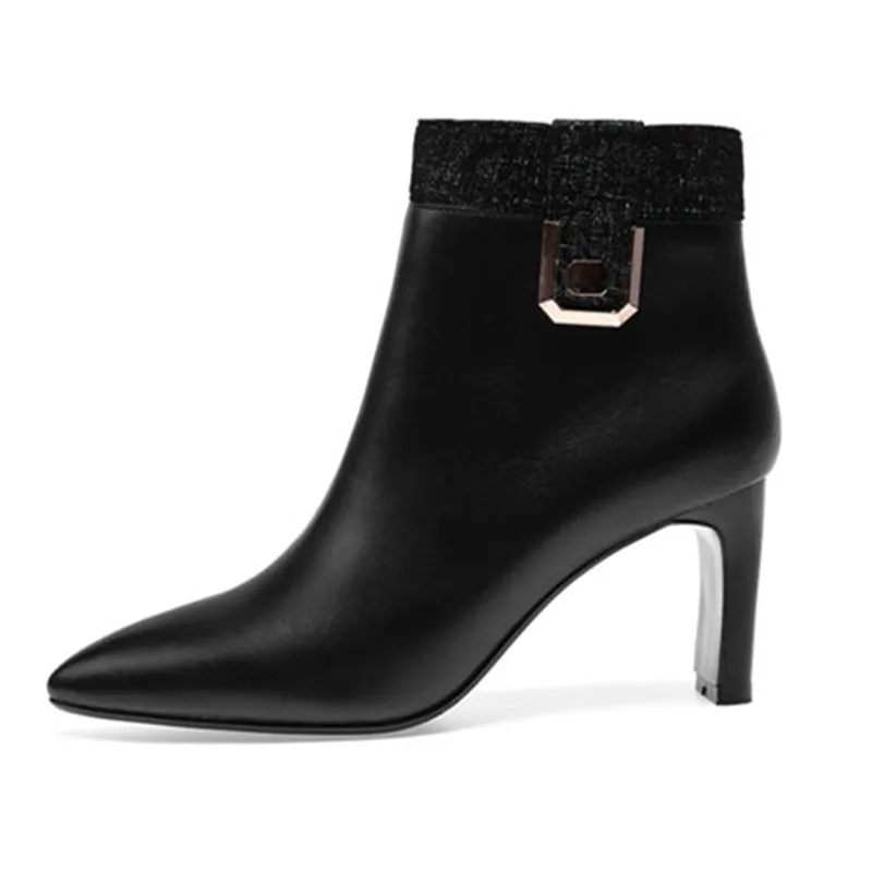 Cheville D'hiver Classique 2018 Cuir En Zip Véritable Étrange Talons Solide Mode Pointu Femmes Pour Asumer Noir Bottes Bout Yyg7fb6v