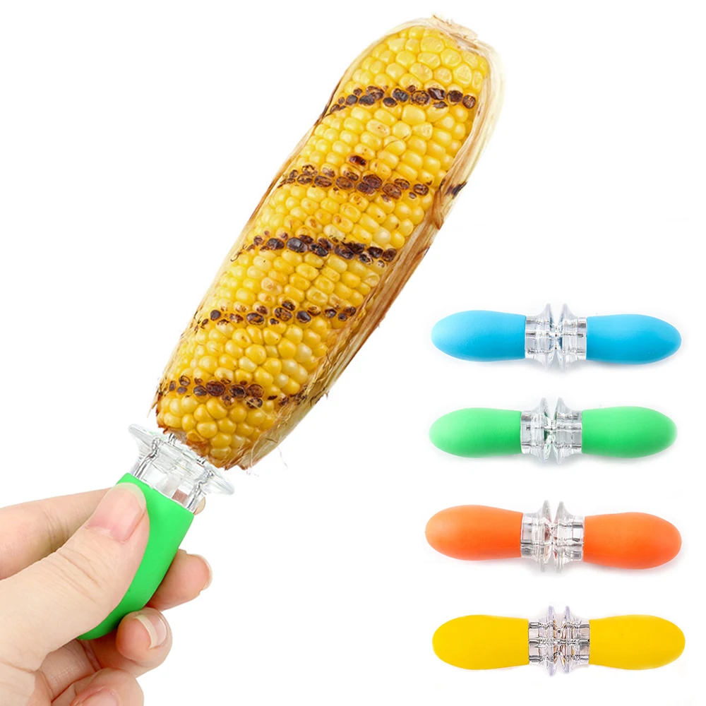 

2Pcs/Set practical BBQ Corn Holders Safe Stainless Steel Corn On The Cob Holders Skewers Needle Prongs For Barbecue Hand Tools