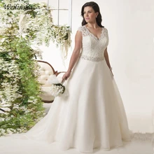 Weilinsha, Новое поступление, свадебное платье размера плюс, рукав-крылышко, пояс из бисера, органза, свадебные платья, Vestidos De Novia, открытая спина