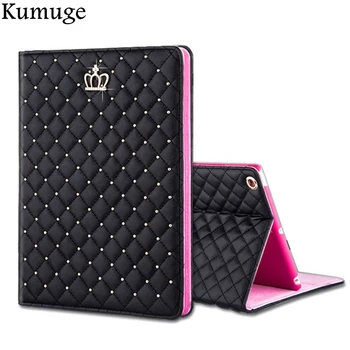 

Case for Apple iPad 9.7 inch 2017 Crown Grid PU Leather Full Body Tablet Stand Cover Coque for iPad Model A1822 A1823+Film+Pen