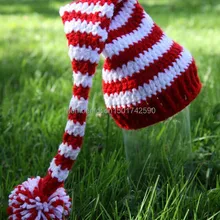 Лидер продаж Рождественские подарки ребенка шляпу длинный хвост ручной работы крючком Фотография реквизит 5 шт./лот