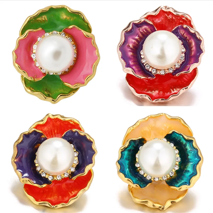 

New Beauty Rhinestone elegant Flower 30mm snap buttons big style fit DIY 18mm snap jewelry fittings wholesale KZ1376