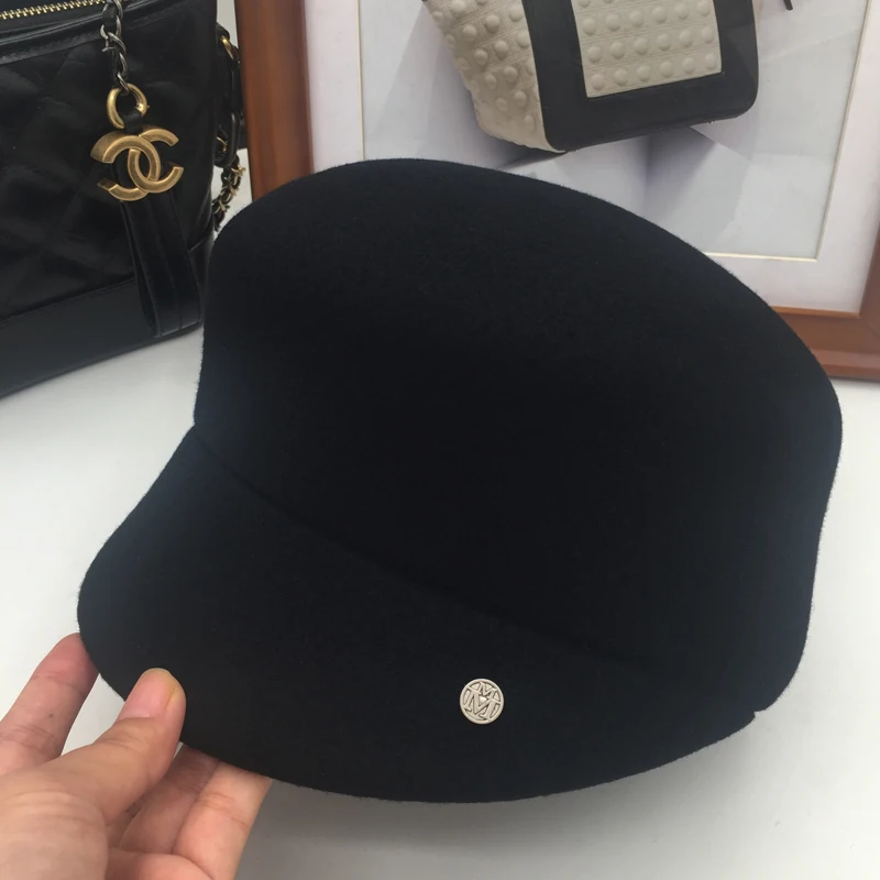 

All-match pure woolen quality round toe roll up hem short brim dome cap hat lovers fedoras