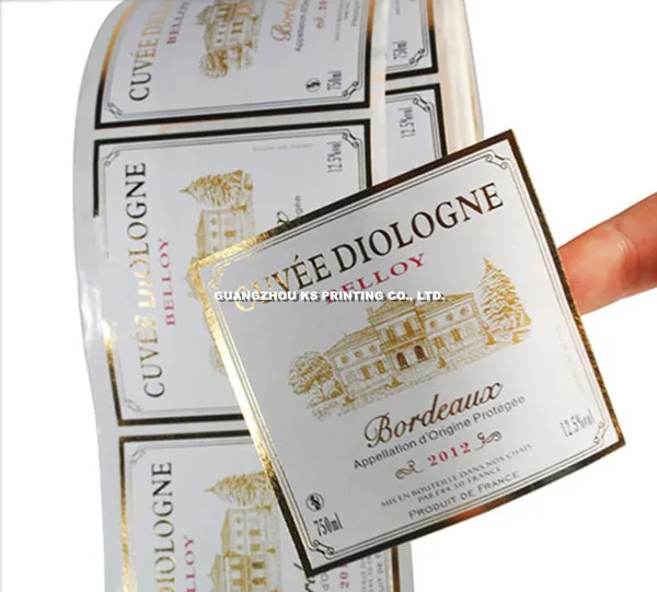 Custom labels/stickers for wine Glass bottle labels/stickers printing Gold foil stamping labels/ stickers