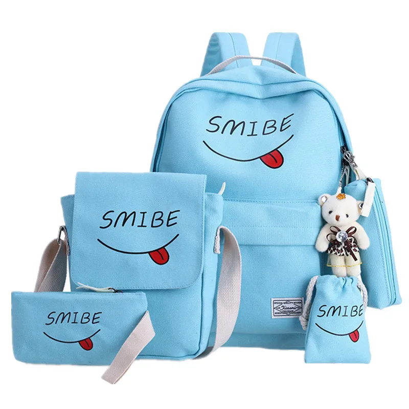 

Printing School Bags For Girls Kids School Backpack 5pcs/set Children Schoolbags Fashion Canvas Girl Backpacks Women Travel Bag