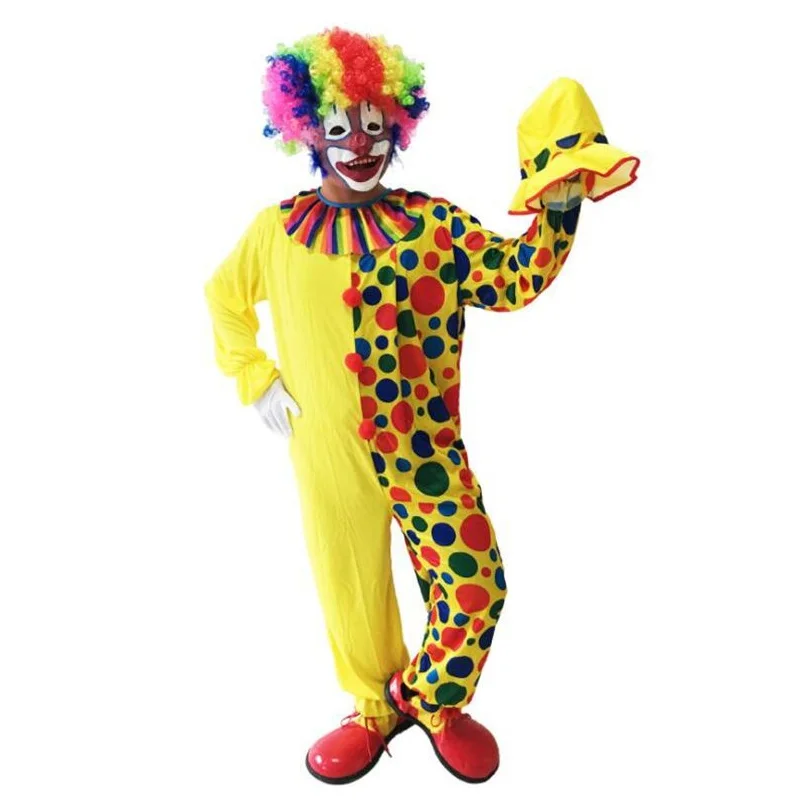 Вечерние Костюмы Клоуна на Хэллоуин для взрослых, праздничный костюм клоуна, популярный Европейский карнавальный маскарадный карнавальный костюм - Цвет: Бежевый