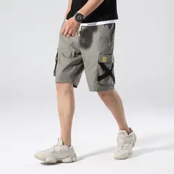 AudWhale летние мужские карго шорты 100% хлопок Мульти карманы мужские летние шорты прямые летние шорты средней талии