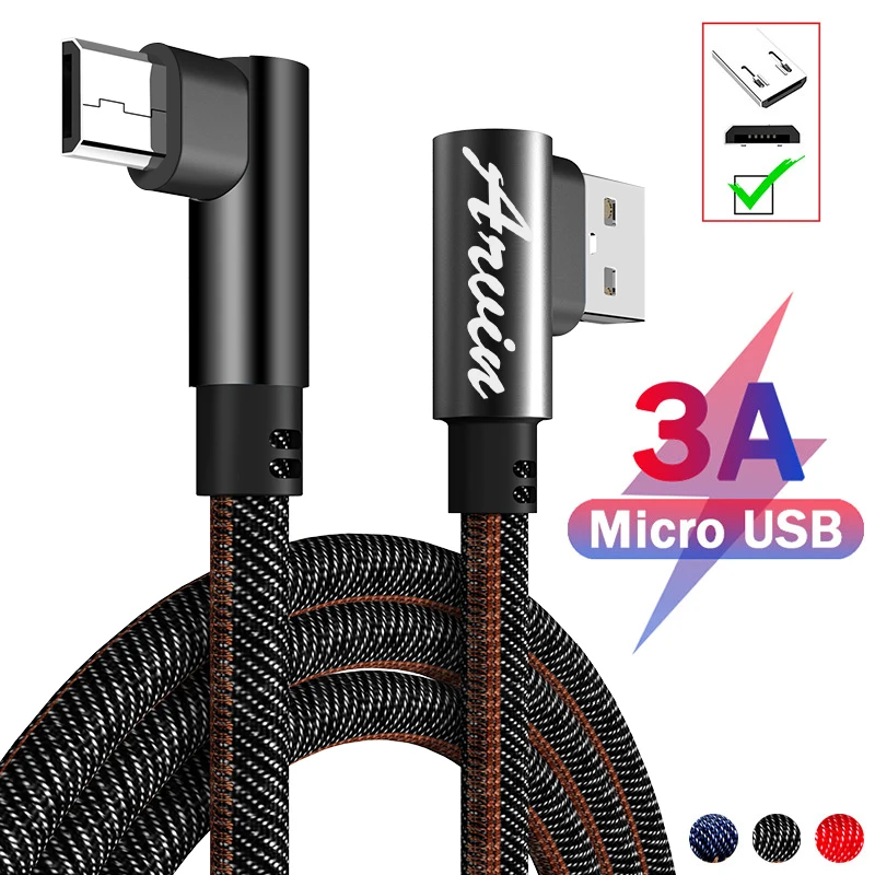 

Micro Usb Cable Fast Charging Microusb 90 Degree 3A Micro Usb Nylon Charger Data Cable For Xiaomi Redmi Note 5 Pro Samsung Cord