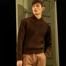 Новое поступление ручная работа чистая шерсть Vneck вязаный мужской модный однотонный тонкий H-прямой пуловер свитер один и более размер