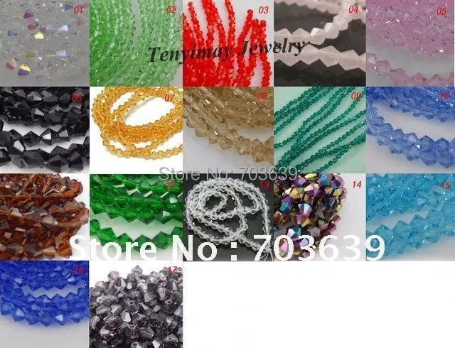 

4mm Rhombus Faceted Crystal Beads For DIY 500pcs Free Shipping(17 Colors)