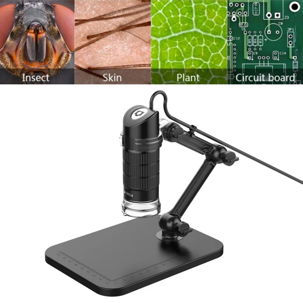 

ANENG 1000X USB Digital Microscope Camera Endoscope with Universal Bracket Stand 8 LED