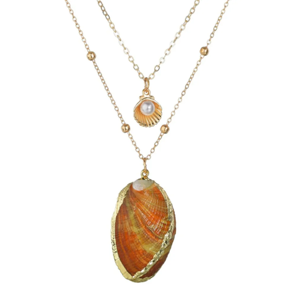 

2019 Boho Conch Shell Multi-layer Necklace Conch Sea shell Necklace Pendant For Women Collier Femme Shell Cowrie Summer Jewelry