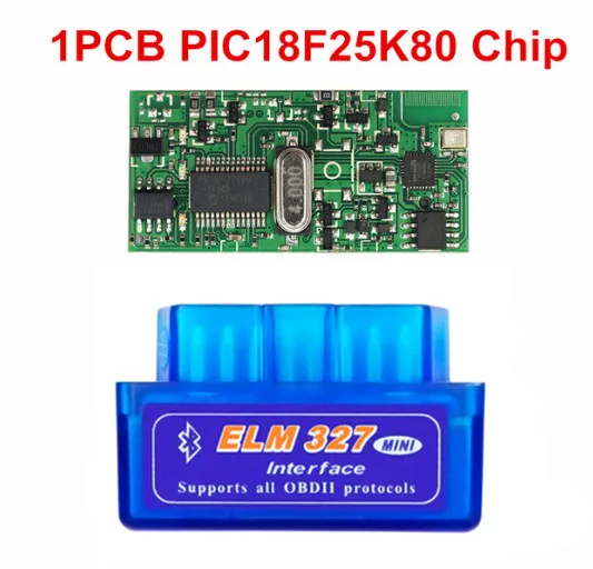 Лучший двойной PCB Супер Мини ELM327 Bluetooth V1.5 PIC18F25K80 Android IOS PC WIFI ELM 327 1,5 25K80 OBD2 автомобильный Disgnostic сканер - Цвет: 1pcb elm327 blue