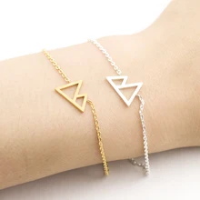 Нежные Двойные треугольные браслеты для женщин Подарки Daimty ювелирные изделия из нержавеющей стали золотого цвета горный женский ювелирный браслет