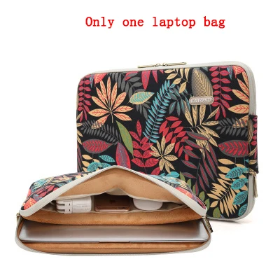 Waterproof Canvas Printing Women Men Sleeve Laptop Bag For Macbook Air 13 Pro 11 12 14 15 Case For Xiaomi Asus Lenovo Cover - Цвет: Leaf black red