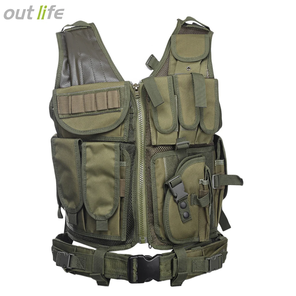  Outlife Men Military Tactical Vest Paintball Camouflage Molle Hunting Vest Assault Shooting Hunting