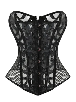 

Rosetic Women Elasticity Corset Lace Up Back Sexy Body Bustier Overbust Slim Waist Clincher Corset Strapless Breathable Fabric