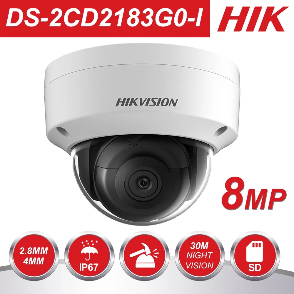 

Original Hikvision 8MP IP Camera POE Outdoor DS-2CD2183G0-I Security Dome Camera H.265 with SD card slot & 30m night vision